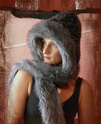 grey faux fur hood